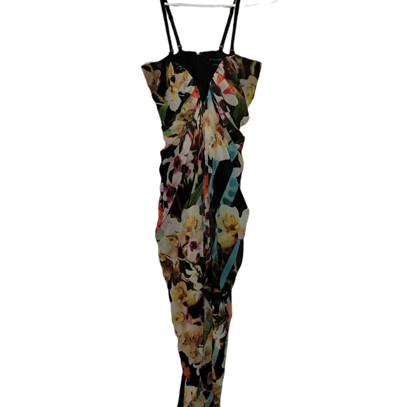 Marciano 0 extra small multi color floral temptation gown maxi high low black - Picture 4 of 6